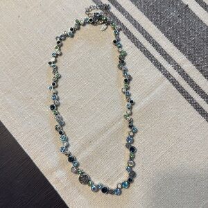 Lia Sophia crystal necklace, blues, greens whites